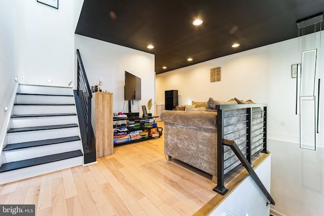 interior space featuring recessed lighting and light wood-type flooring