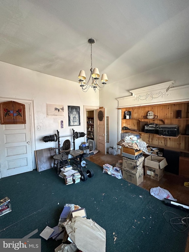 interior space with a notable chandelier