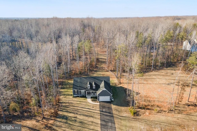 aerial view featuring a forest view