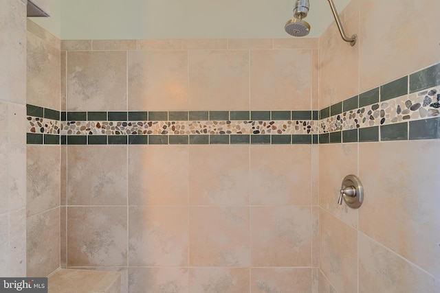 interior details with a tile shower