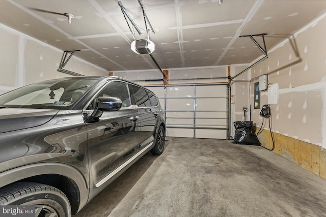 garage with a garage door opener