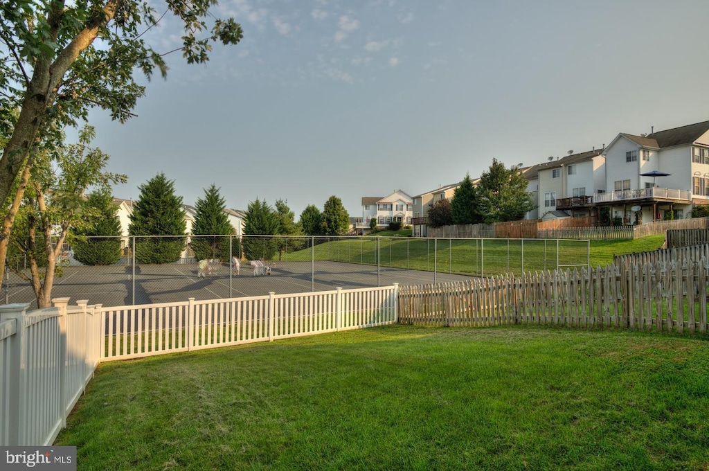 view of yard featuring a residential view and a fenced backyard