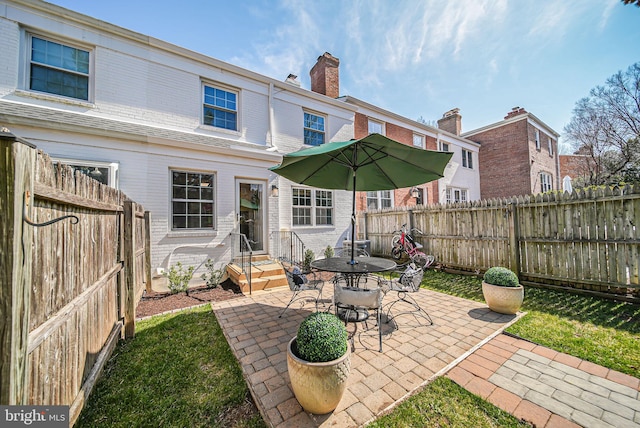 view of patio featuring a fenced backyard