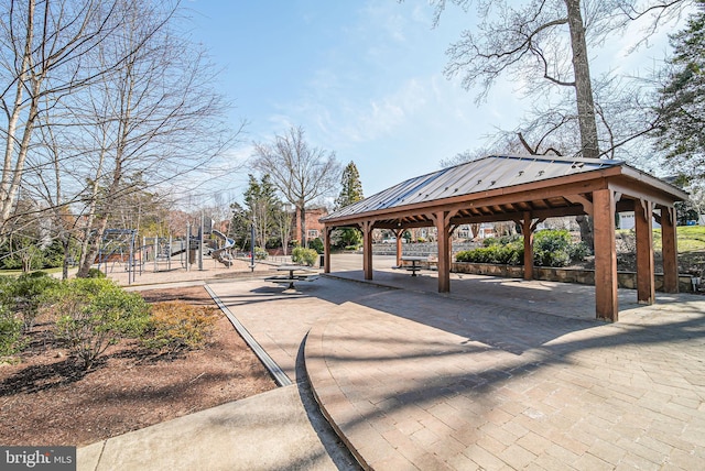 view of home's community featuring a gazebo and playground community