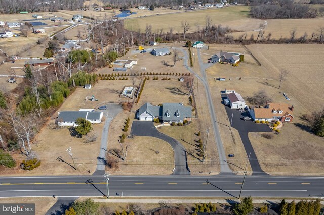 drone / aerial view with a rural view