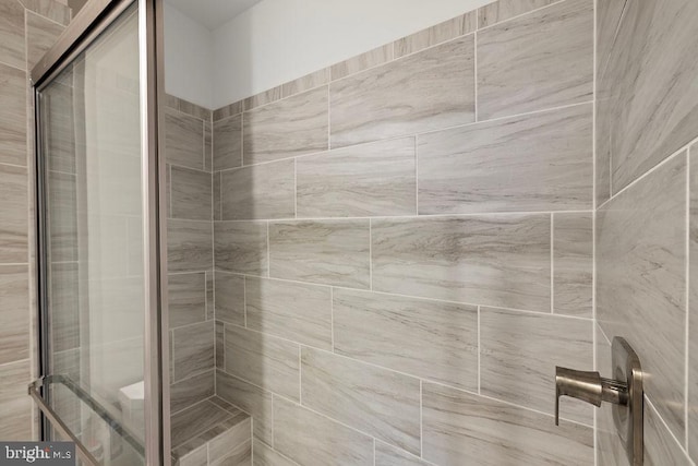 bathroom with a shower stall