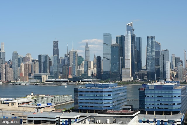 view of city with a water view