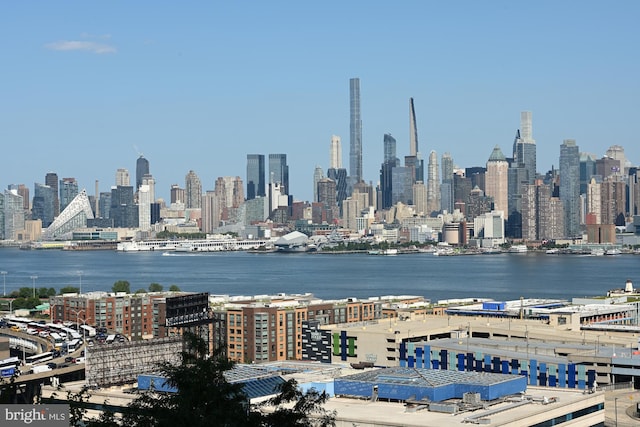 property's view of city with a water view