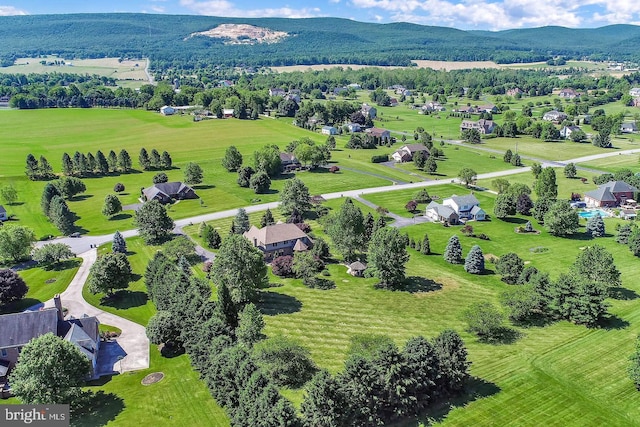 aerial view featuring a mountain view