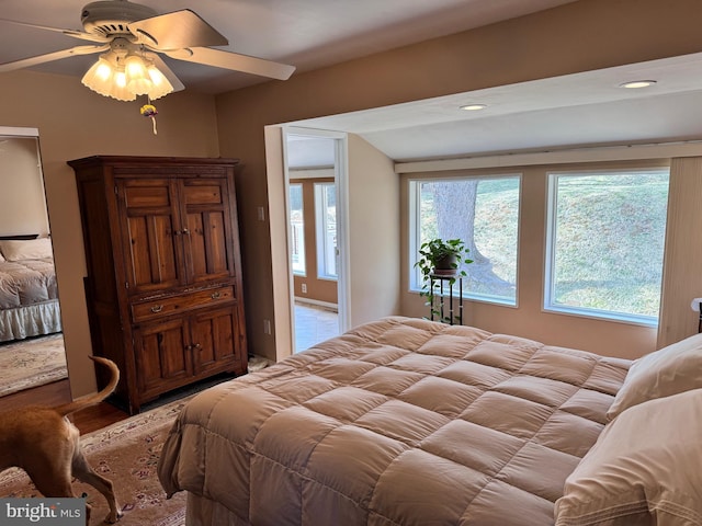 bedroom featuring recessed lighting and ceiling fan