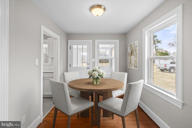 dining room featuring baseboards and wood finished floors