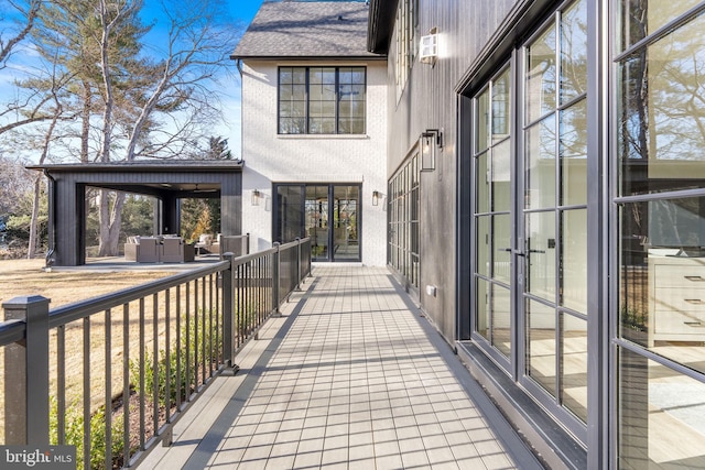 exterior space with french doors and outdoor lounge area