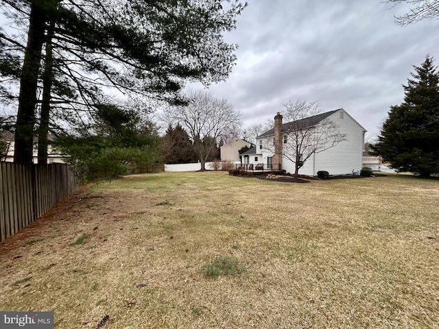 view of yard featuring a deck and a fenced backyard