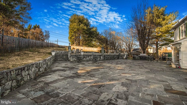 view of patio / terrace with a fenced backyard and outdoor dining space