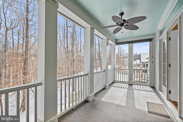 view of unfurnished sunroom