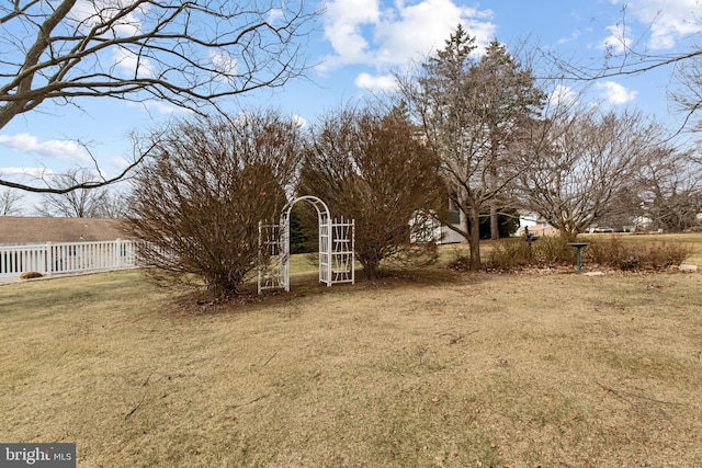 view of yard featuring a gate and fence