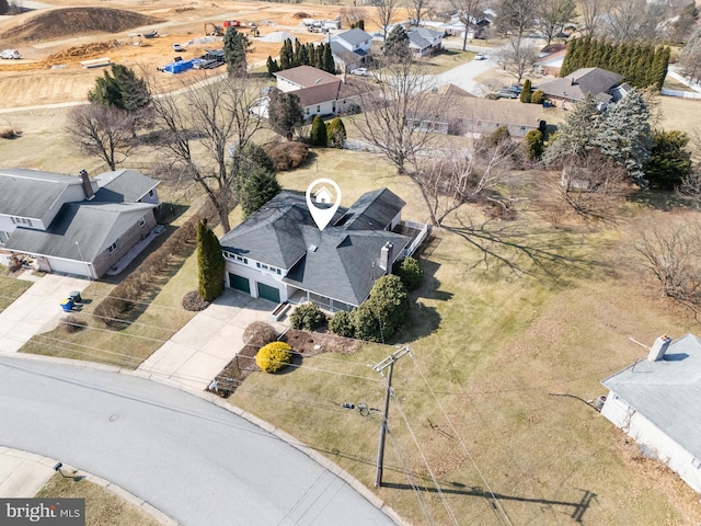 aerial view with a residential view