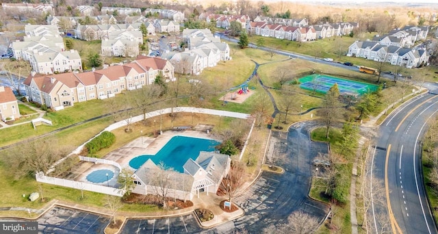 aerial view featuring a residential view