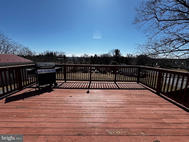 deck featuring area for grilling