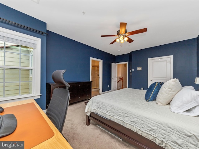 bedroom with carpet floors and ceiling fan