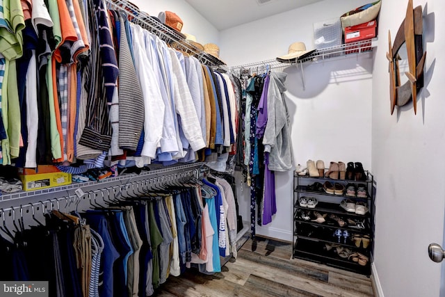 spacious closet with wood finished floors