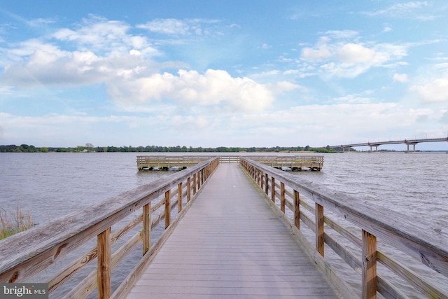 view of dock featuring a water view