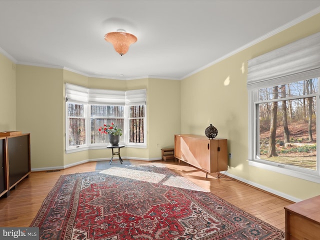 1 Timber Run Ct, Reisterstown, MD 21136 - sitting room featuring a wealth of natural light, ornamental molding, and hardwood / wood-style flooring