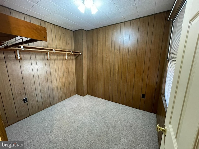 walk in closet featuring carpet flooring