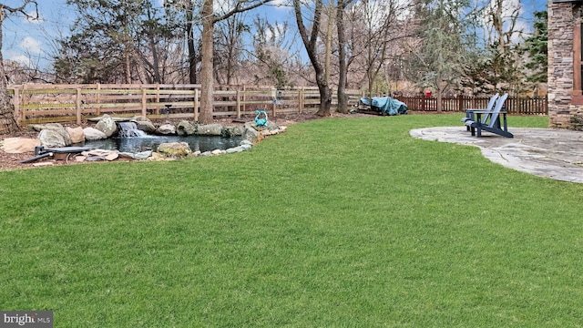 view of yard with a patio and a fenced backyard