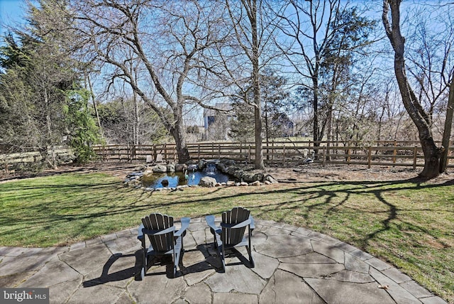 view of yard with a patio area and a fenced backyard