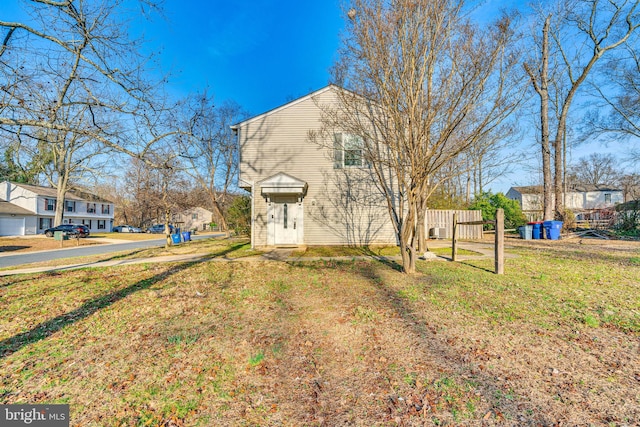 exterior space with a front yard