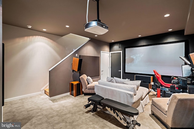 home theater room featuring recessed lighting, visible vents, and baseboards