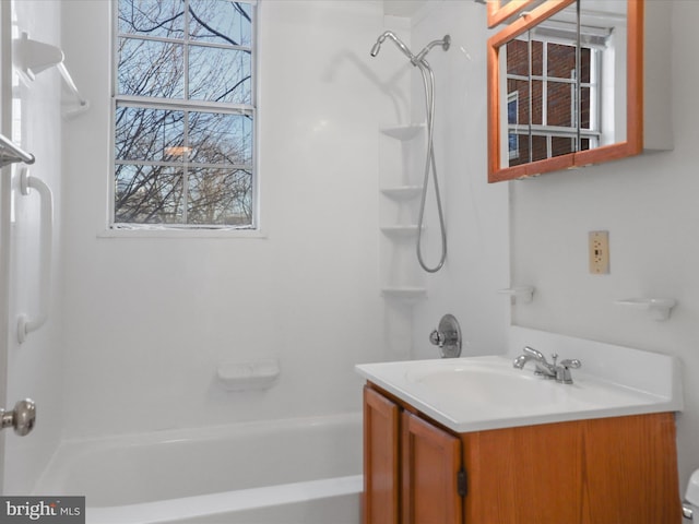 bathroom with vanity and shower / bath combination