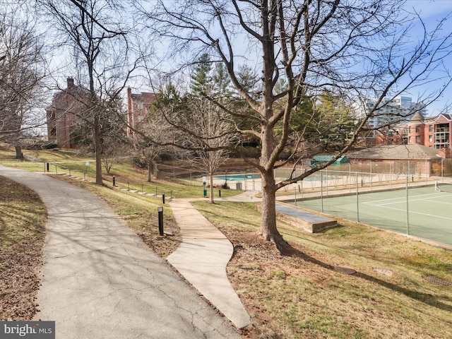 view of property's community featuring fence