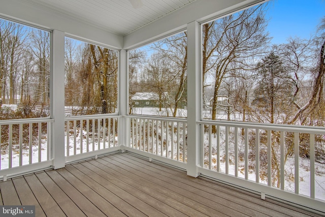 view of unfurnished sunroom