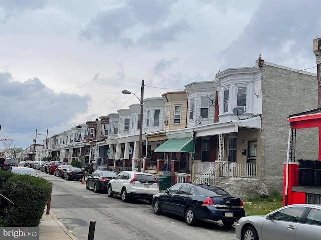 view of building exterior with a residential view