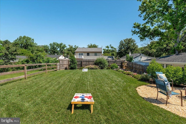 view of yard featuring a fenced backyard