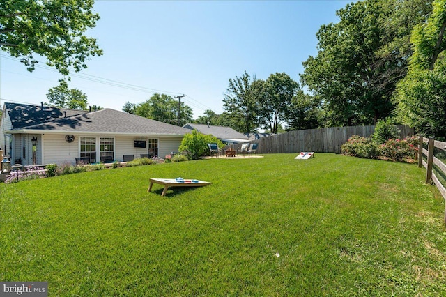 view of yard with a fenced backyard