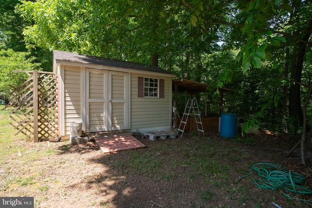 view of shed