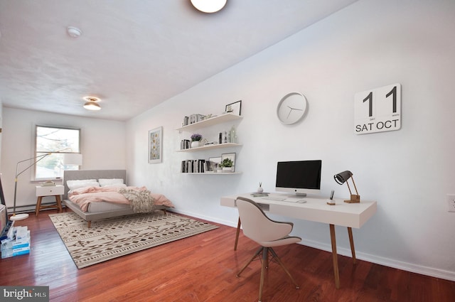 136 W Lytle Ave, State College, PA 16801 - bedroom with wood finished floors, a desk, and baseboards