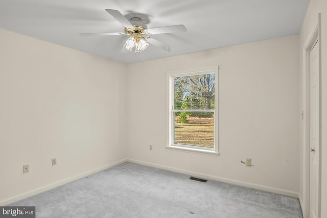 unfurnished bedroom with a ceiling fan, baseboards, visible vents, a closet, and carpet flooring