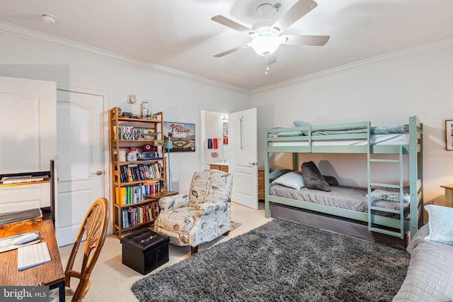 bedroom with crown molding