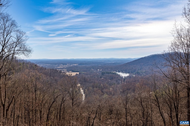 property view of mountains featuring a view of trees