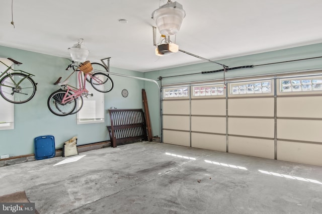 garage with a garage door opener
