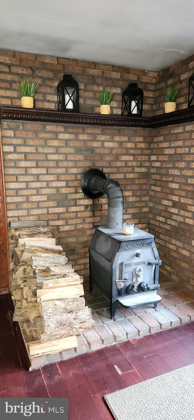 details featuring a wood stove