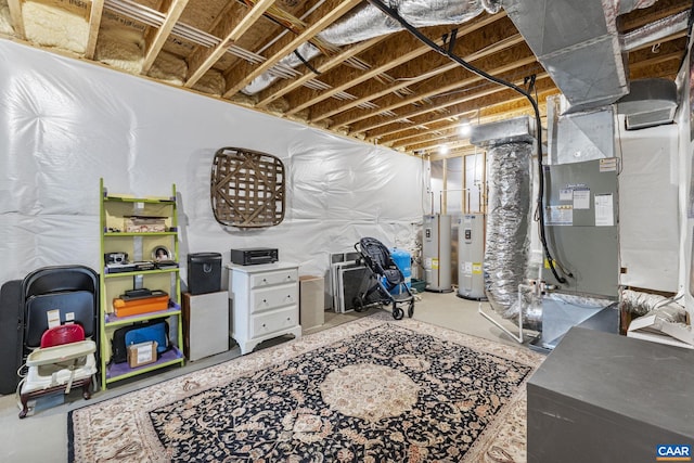 unfinished basement with water heater