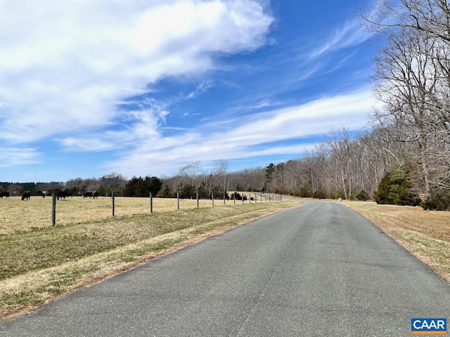 view of street with a rural view