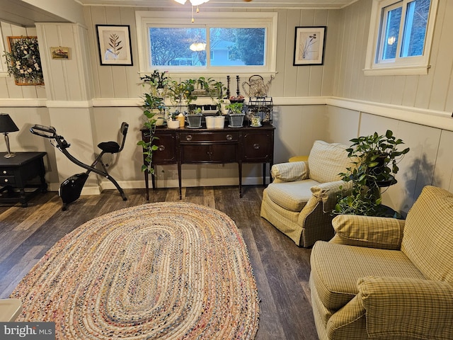 living area featuring wood finished floors