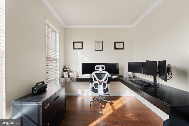 office area with crown molding