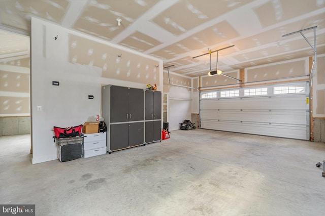 garage with a garage door opener